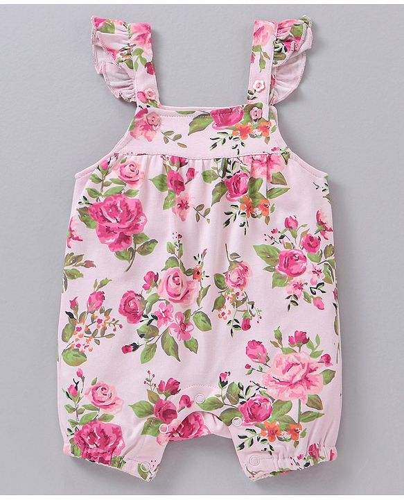 Babyhug 100% Cotton Sleeveless Romper Floral Print - Pink