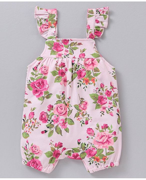 Babyhug 100% Cotton Sleeveless Romper Floral Print - Pink