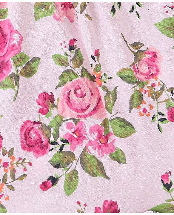 Babyhug 100% Cotton Sleeveless Romper Floral Print - Pink