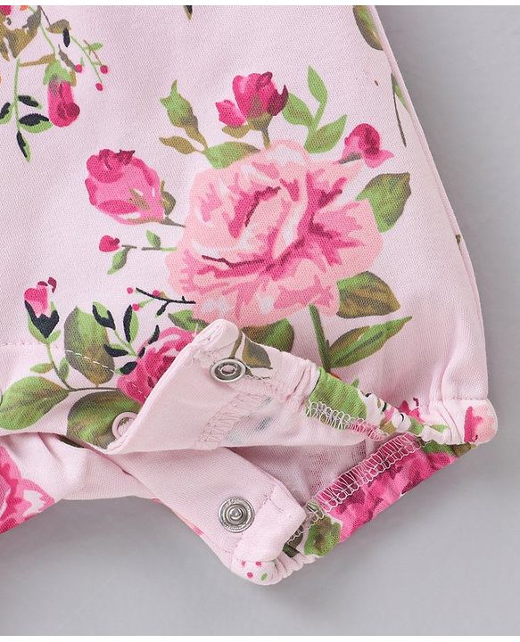 Babyhug 100% Cotton Sleeveless Romper Floral Print - Pink