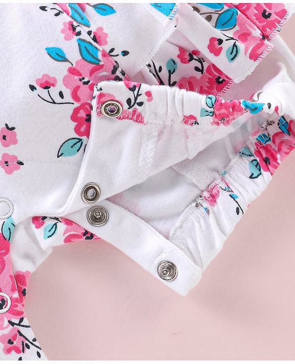 Babyhug 100% Cotton Half Sleeves Rompers Floral Print - Pink