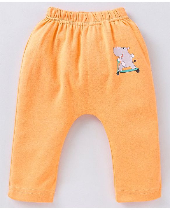 Babyhug Cotton Knit Footed Length Bootie Leggings Striped & Hippo Print Pack of 3 - Multicolour