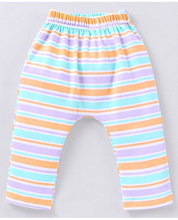 Babyhug Cotton Knit Footed Length Bootie Leggings Striped & Hippo Print Pack of 3 - Multicolour