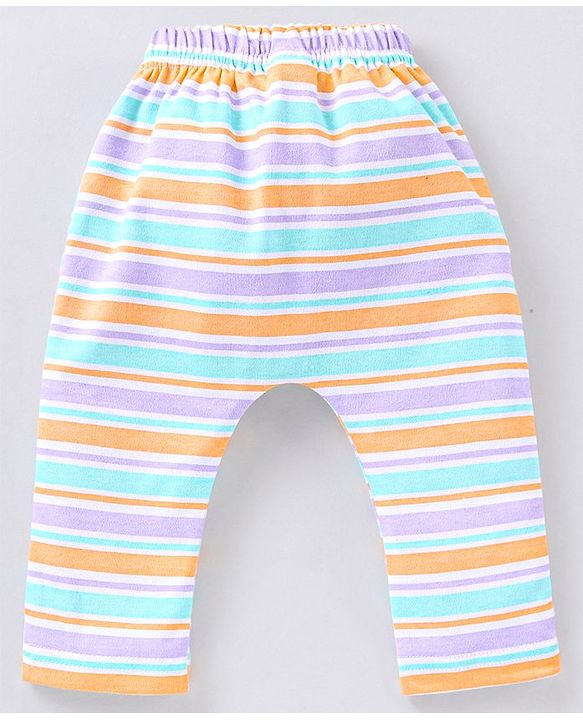 Babyhug Cotton Knit Footed Length Bootie Leggings Striped & Hippo Print Pack of 3 - Multicolour