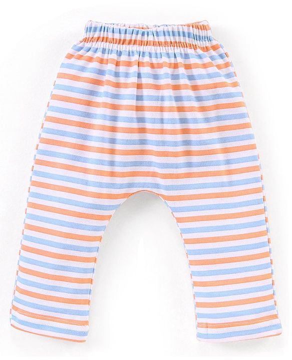 Babyhug Full Length Bear & stripe Print Diaper Leggings Pack of 3 - Blue & Orange