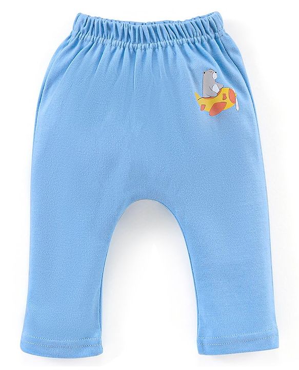 Babyhug Full Length Bear & stripe Print Diaper Leggings Pack of 3 - Blue & Orange