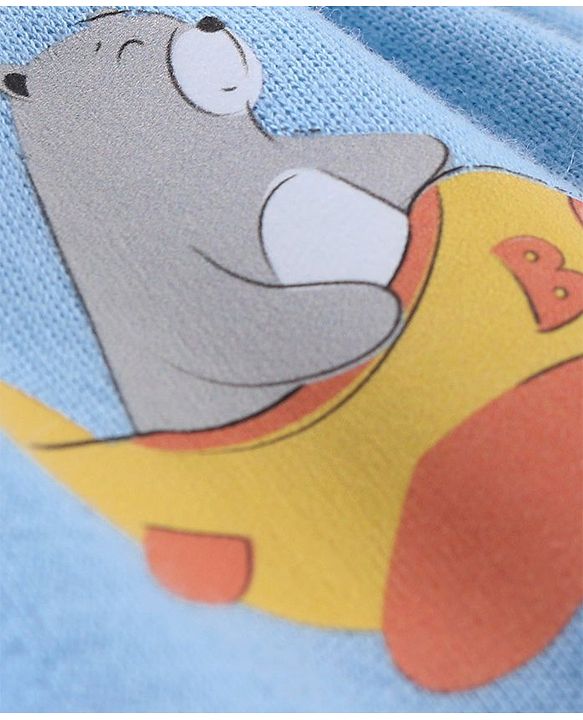 Babyhug Full Length Bear & stripe Print Diaper Leggings Pack of 3 - Blue & Orange