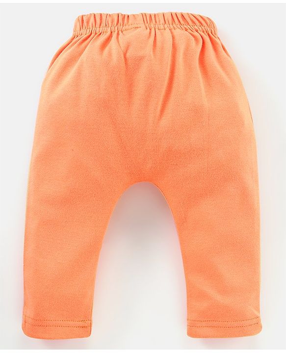 Babyhug Cotton Full Length Diaper Pants Stripes & Bear Print Pack of 3- Orange & Blue
