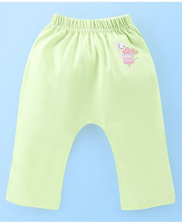 Babyhug Cotton Full Length Diaper Leggings Heart & Popsicle Print Pack Of 3- Green Pink & White