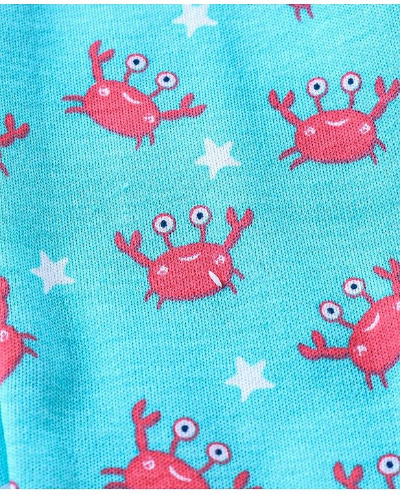 Babyhug Cotton Full Length Diaper Pants Crab & Stars Print Pack of 3 - White & Blue
