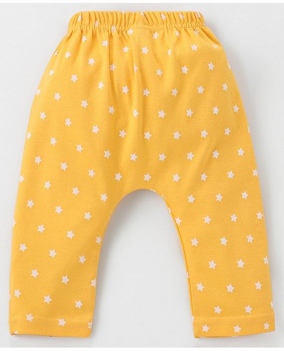 Babyhug Cotton Knit Full Length Diaper Leggings Pack of 3 Paper Planes & Stars Print - Pink Yellow & Sky Blue