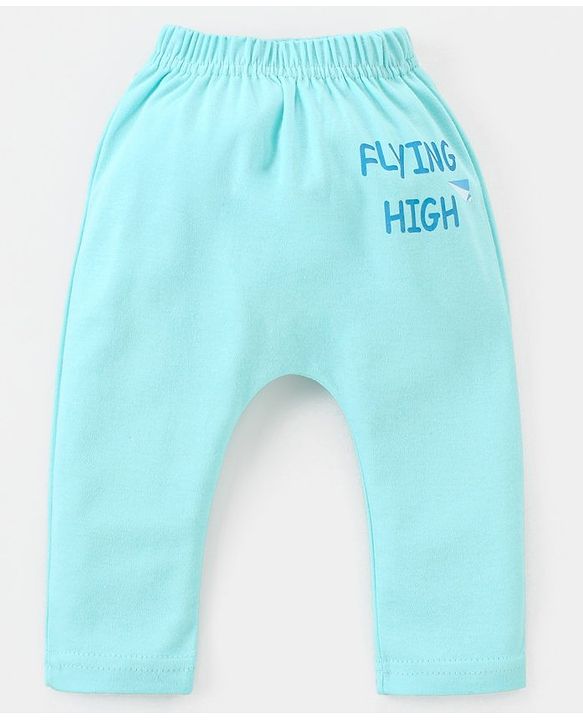 Babyhug Cotton Knit Full Length Diaper Leggings Pack of 3 Paper Planes & Stars Print - Pink Yellow & Sky Blue