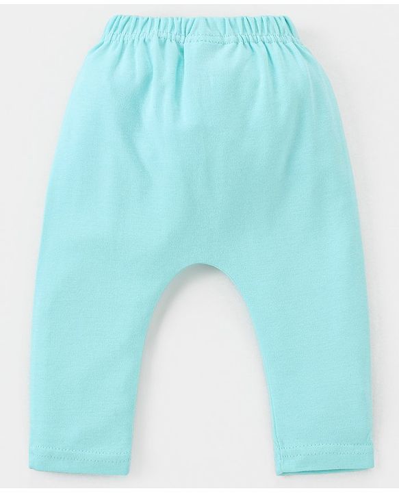 Babyhug Cotton Knit Full Length Diaper Leggings Pack of 3 Paper Planes & Stars Print - Pink Yellow & Sky Blue