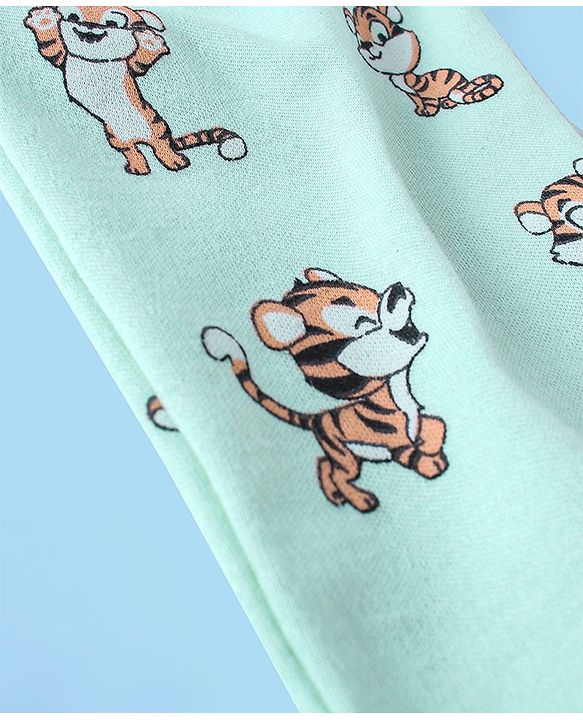 Babyhug Cotton Full Length Tiger Print Diaper Leggings  Pack of 3 - Pink Green & Blue