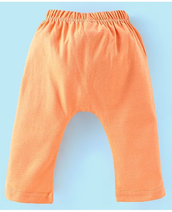 Babyhug Cotton Knit Full Length Diaper Pants Elephant Print Pack of 3 - Blue & Orange