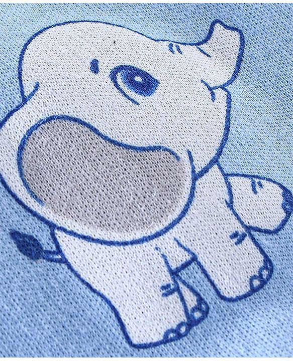Babyhug Cotton Knit Full Length Diaper Pants Elephant Print Pack of 3 - Blue & Orange