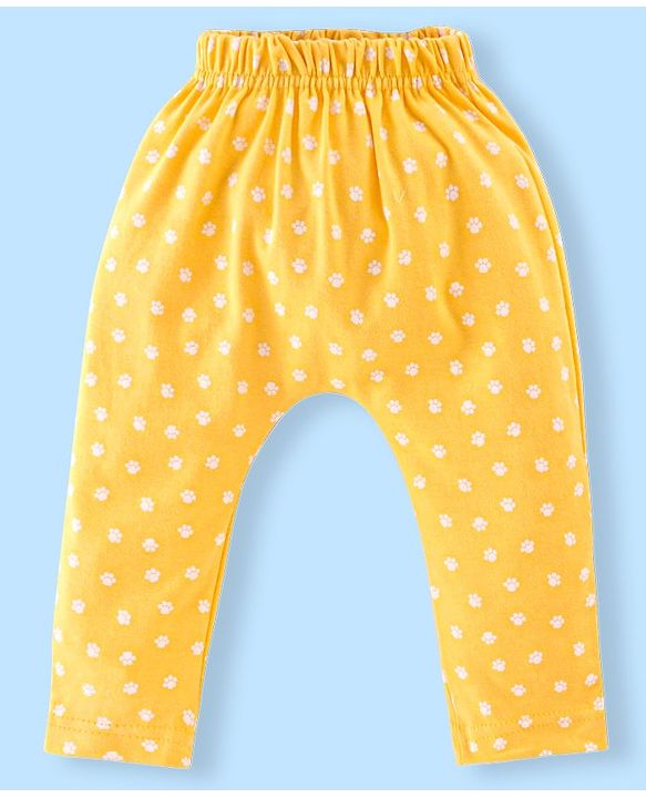 Babyhug Cotton Full Length Diaper Pants Stripes & Lion Print Pack of 3 - Blue & Yellow