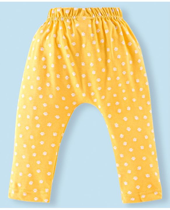 Babyhug Cotton Full Length Diaper Pants Stripes & Lion Print Pack of 3 - Blue & Yellow