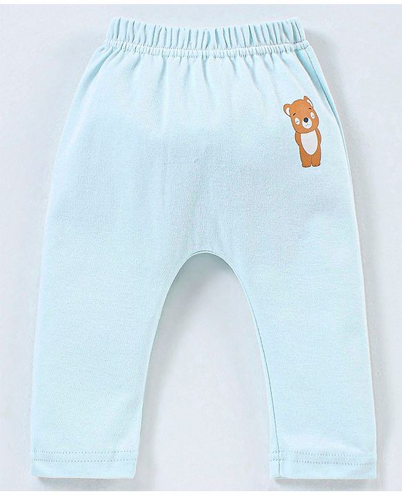 Babyhug Cotton Full Length Diaper Pants Panda & Star Print Pack Of 3 - Blue and Green