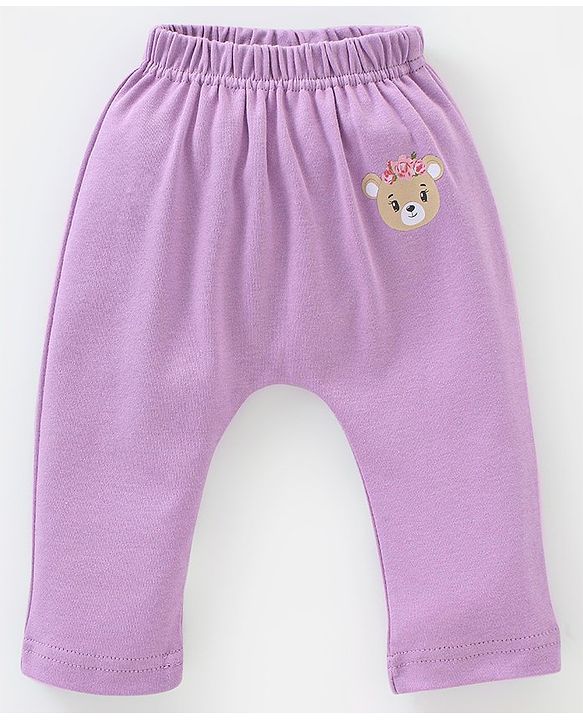 Babyhug Cotton Full Length Floral Print Diaper Leggings Pack of 3 - Pink & Purple