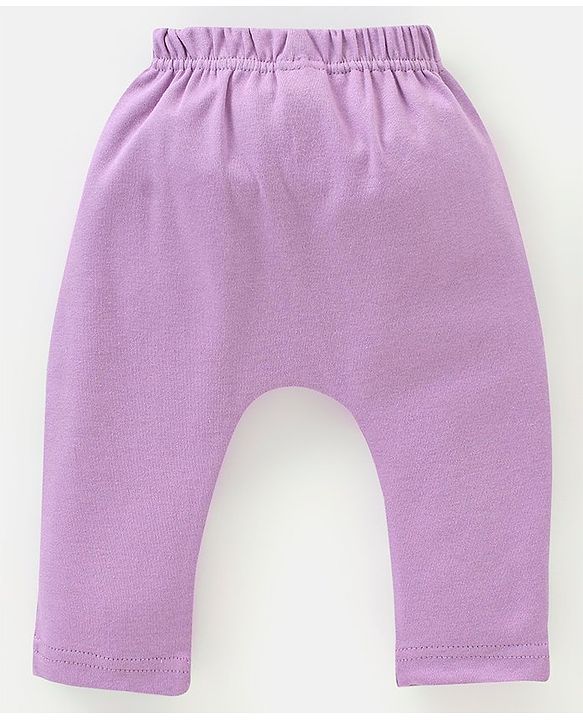 Babyhug Cotton Full Length Floral Print Diaper Leggings Pack of 3 - Pink & Purple