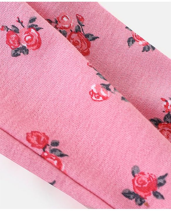 Babyhug Cotton Full Length Floral Print Diaper Leggings Pack of 3 - Pink & Purple