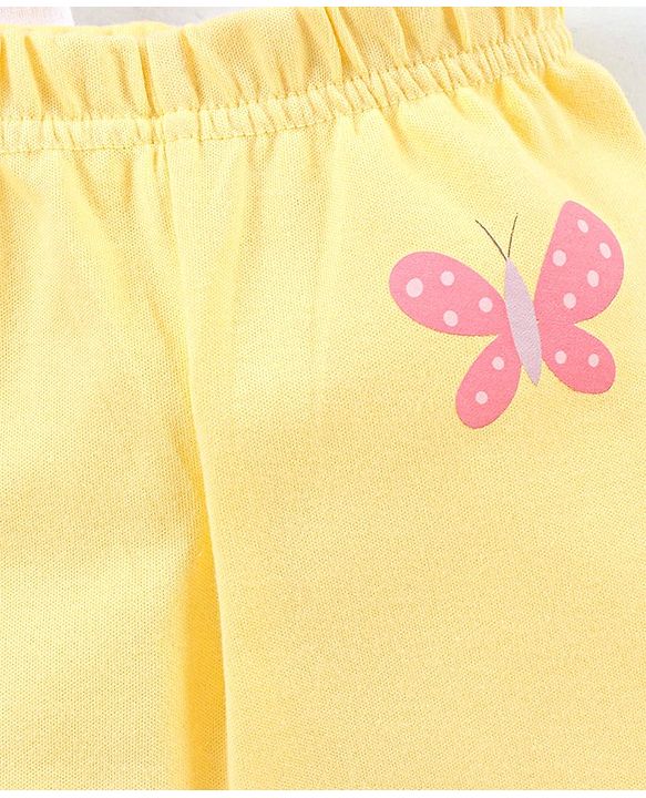 Babyhug Cotton Full Length Bootie Pants Butterfly Print Pack Of 3- Purple & Yellow