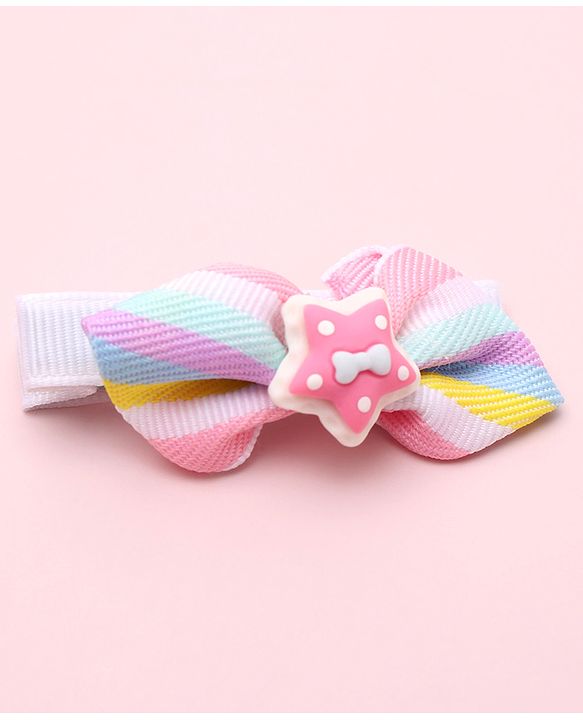 Babyhug Free Size Hair Clips Bow Design Pack of 6- Multicolor