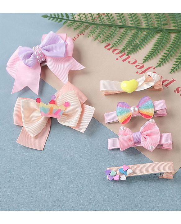 Babyhug Bow & Butterfly Clips Pack of 6 - Multicolor