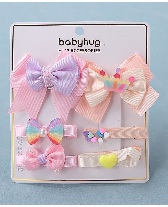 Babyhug Bow & Butterfly Clips Pack of 6 - Multicolor