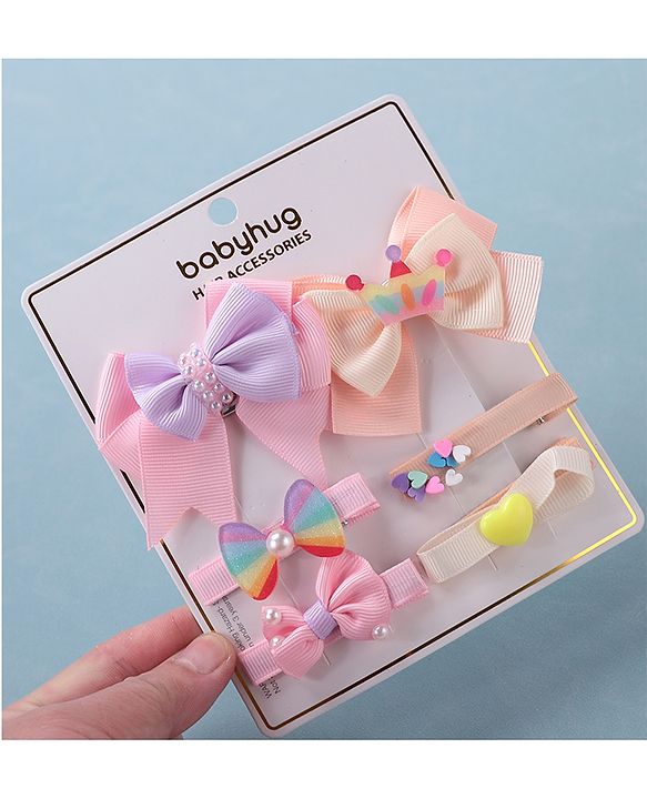 Babyhug Bow & Butterfly Clips Pack of 6 - Multicolor