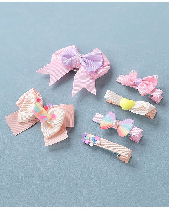 Babyhug Bow & Butterfly Clips Pack of 6 - Multicolor