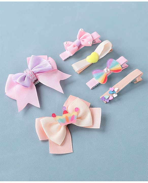 Babyhug Bow & Butterfly Clips Pack of 6 - Multicolor