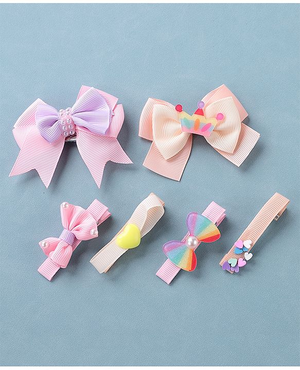 Babyhug Bow & Butterfly Clips Pack of 6 - Multicolor