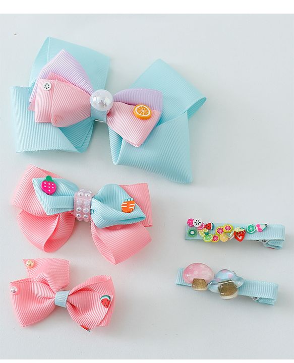 Babyhug Free Size Hair Clips Bow Design Pack of 5 - Multicolor
