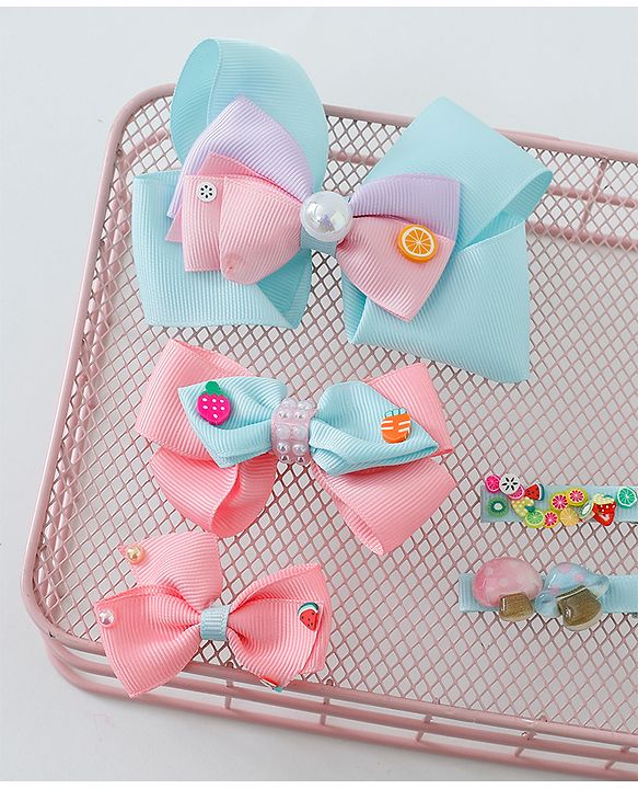 Babyhug Free Size Hair Clips Bow Design Pack of 5 - Multicolor