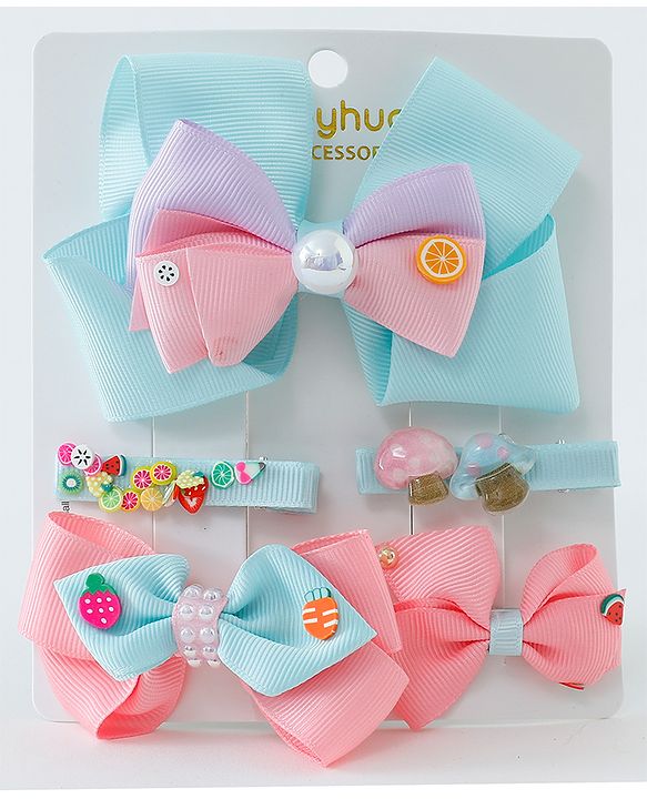 Babyhug Free Size Hair Clips Bow Design Pack of 5 - Multicolor