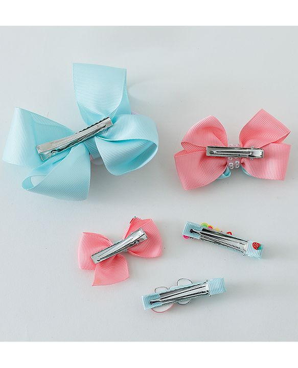 Babyhug Free Size Hair Clips Bow Design Pack of 5 - Multicolor