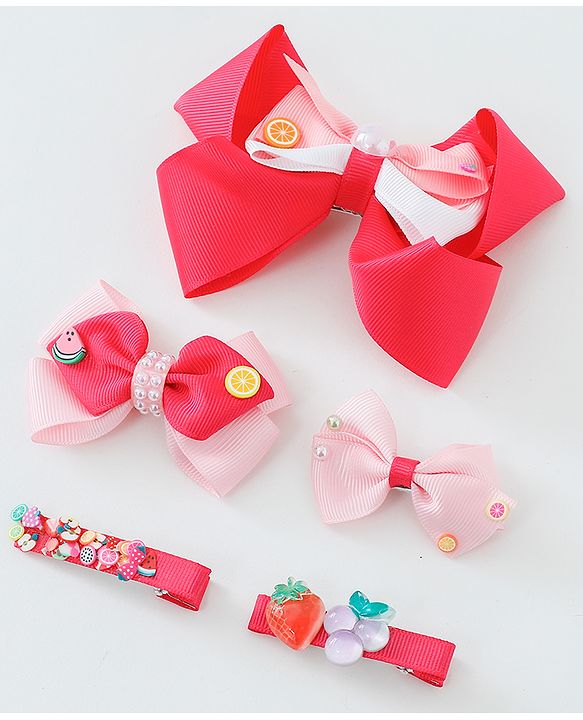 Babyhug Free Size Bow & Butterfly Clips Set of 5 - Multicolor