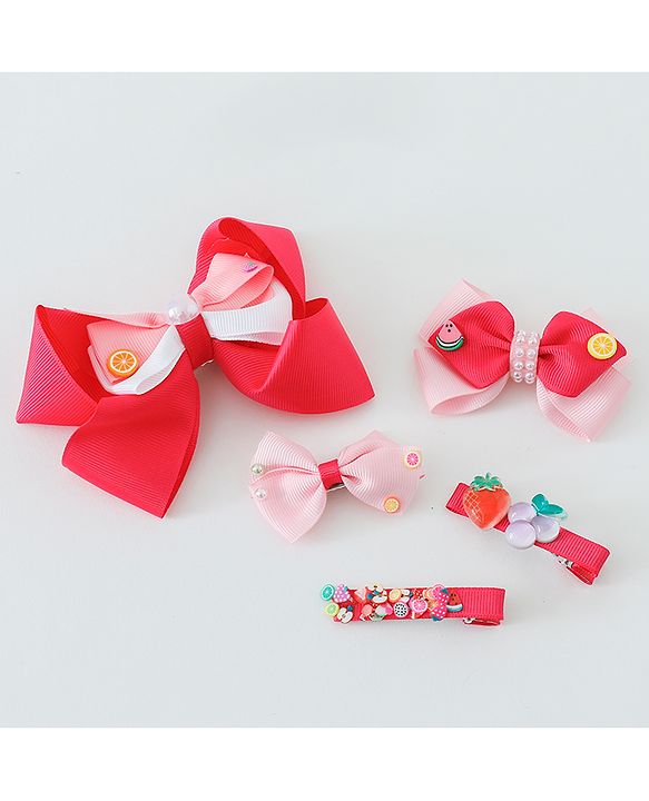 Babyhug Free Size Bow & Butterfly Clips Set of 5 - Multicolor