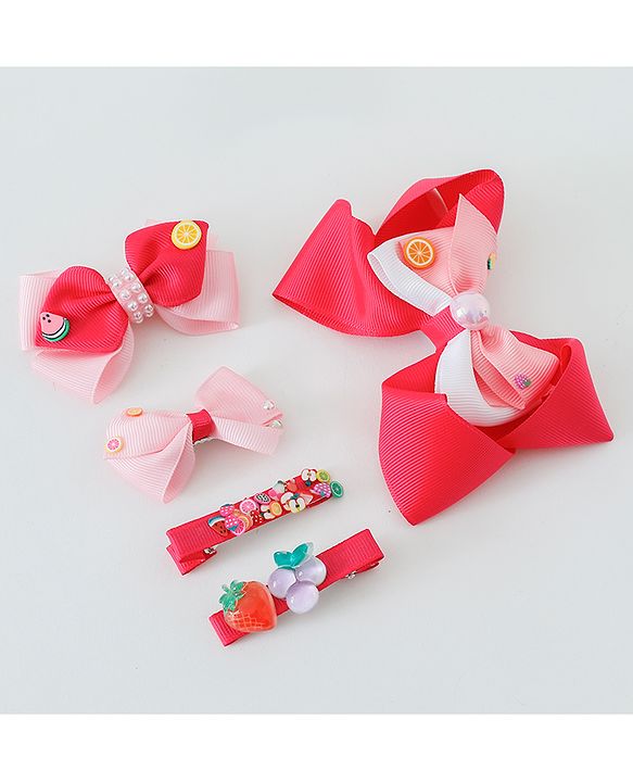 Babyhug Free Size Bow & Butterfly Clips Set of 5 - Multicolor