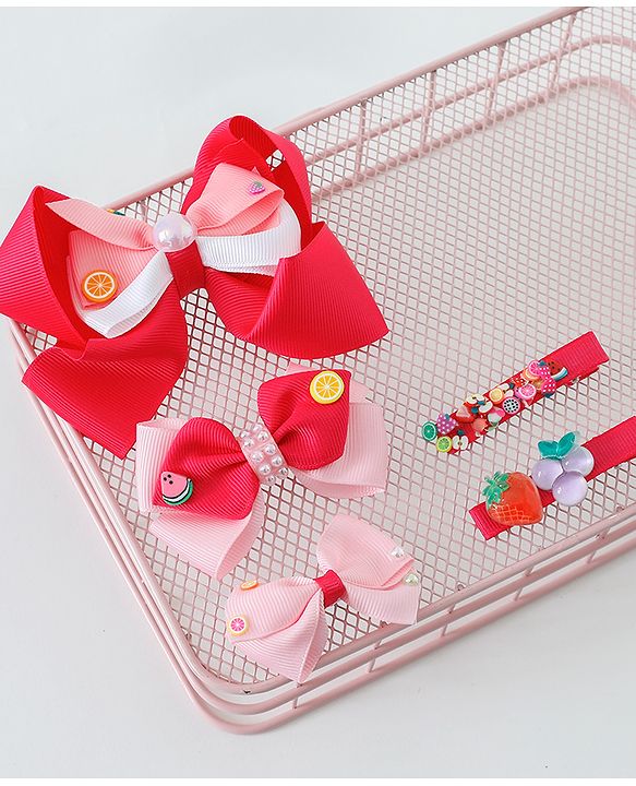 Babyhug Free Size Bow & Butterfly Clips Set of 5 - Multicolor