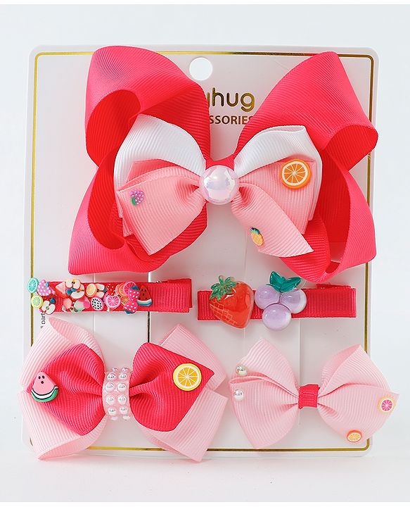 Babyhug Free Size Bow & Butterfly Clips Set of 5 - Multicolor