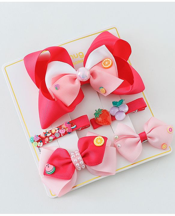 Babyhug Free Size Bow & Butterfly Clips Set of 5 - Multicolor