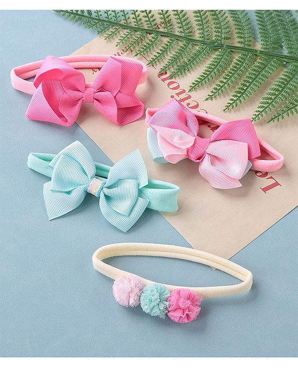 Babyhug Headbands Free Size Pack of 4 - Multicolor