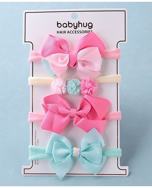 Babyhug Headbands Free Size Pack of 4 - Multicolor