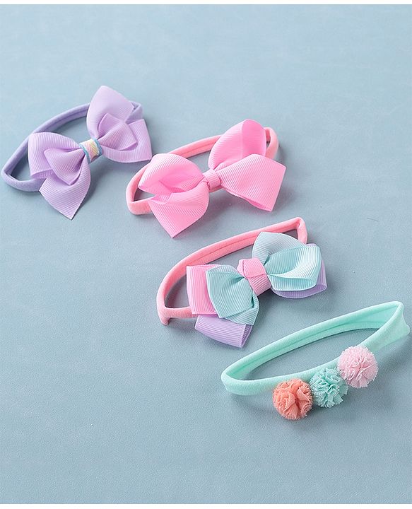Babyhug Headbands Free Size Pack of 4 - Multicolor
