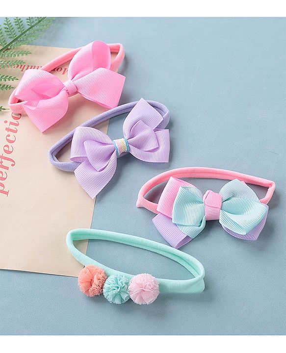 Babyhug Headbands Free Size Pack of 4 - Multicolor