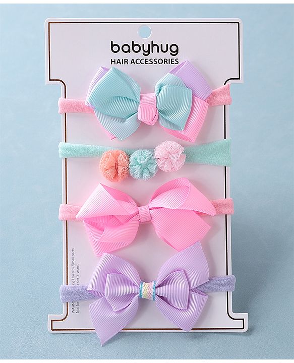 Babyhug Headbands Free Size Pack of 4 - Multicolor
