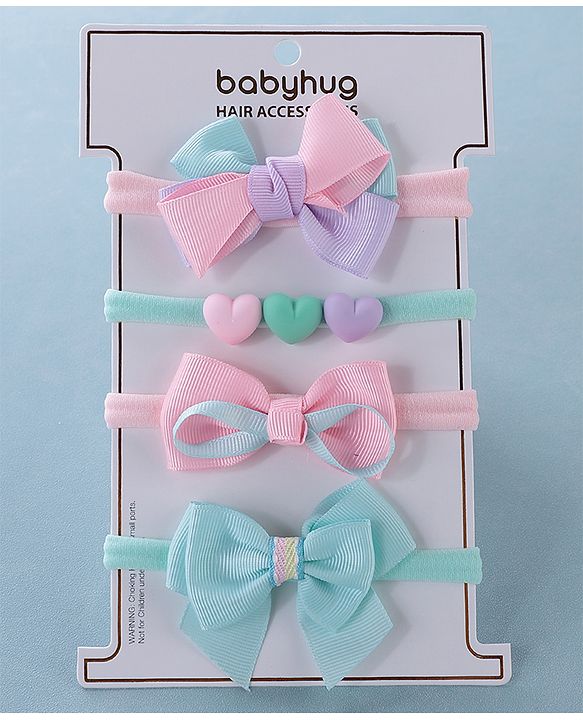 Babyhug Free Size Headbands Pack of 4 - Blue & Multicolor